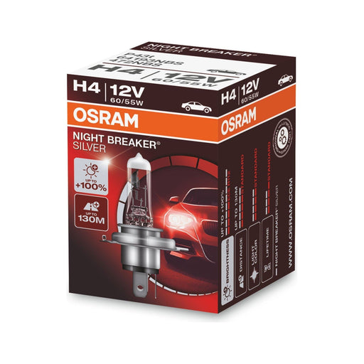 Osram NIGHT BREAKER SILVER H4, +100% more brightness, halogen headlamp, 64193NBS Osram - Dynamic Drive
