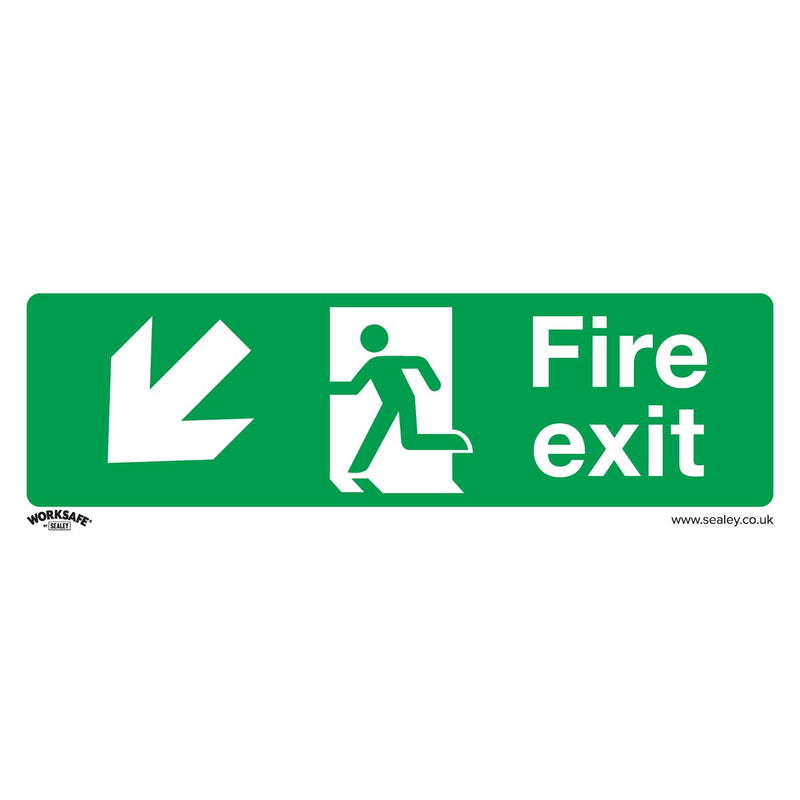 Sealey Safe Conditions Safety Sign Fire Exit (Down Left) Self-Adhesive Vinyl Sealey - Dynamic Drive
