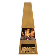 Dellonda Outdoor Chiminea Fireplace Heater Firewood Storage - Corten Steel Dellonda  - Dynamic Drive