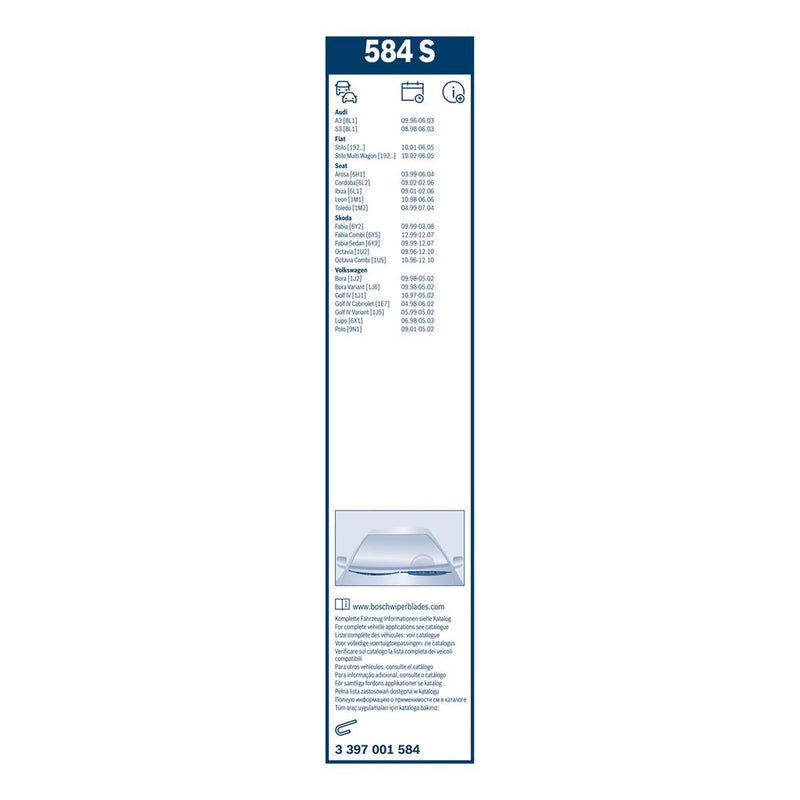 Bosch Front & Rear Super Plus Wiper Blade Set fits Fiat Stilo Multi 2003-2008