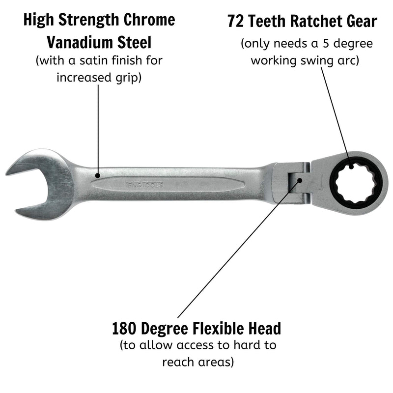 Teng Tools Ratcheting Combination Spanner Metric RF 9mm Teng Tools - Dynamic Drive