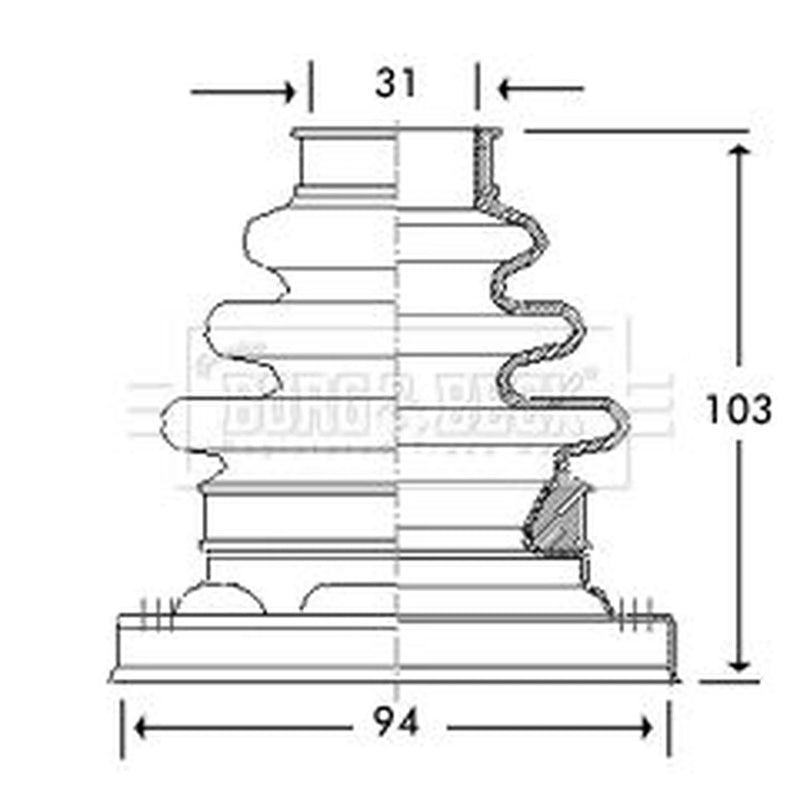Borg & Beck Drive Shaft Bellow Kit transmission sided BCB2792