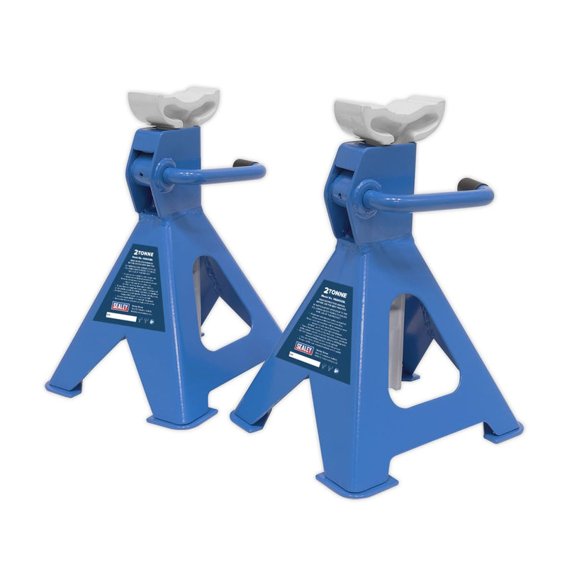 Sealey AXLe Stands (Pair) 2 Tonne Capacity per Stand Ratchet Type Blue Sealey - Dynamic Drive