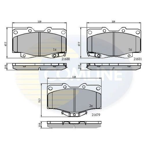 Comline 4 x Front Brake Pad Set fits Toyota 4 Runner I 1987-1989 2.4
