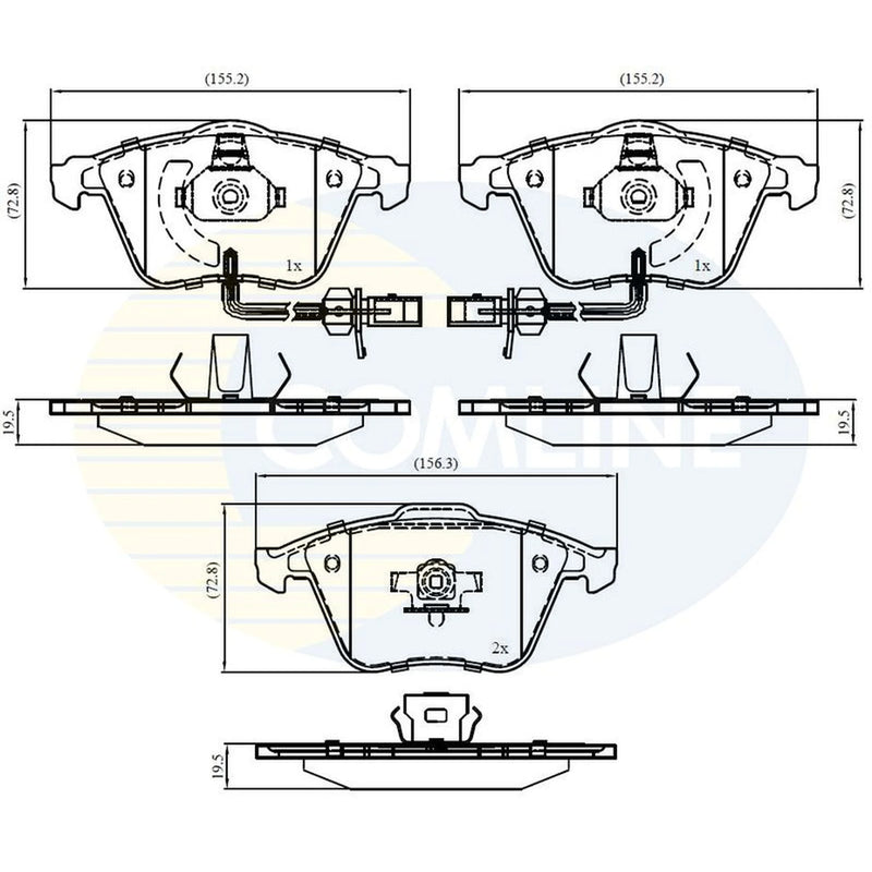 Comline 4 x Front Brake Pad Set fits Audi A4 B5 1997-2001
