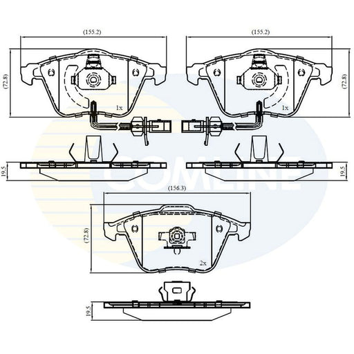 Comline 4 x Front Brake Pad Set fits Audi A4 B5 1997-2001