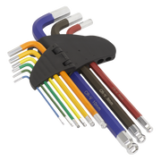 Sealey Twin Pack Long Ball-End Allen Hex Key & Torx Trx Star Multi-coloured Set Sealey  - Dynamic Drive