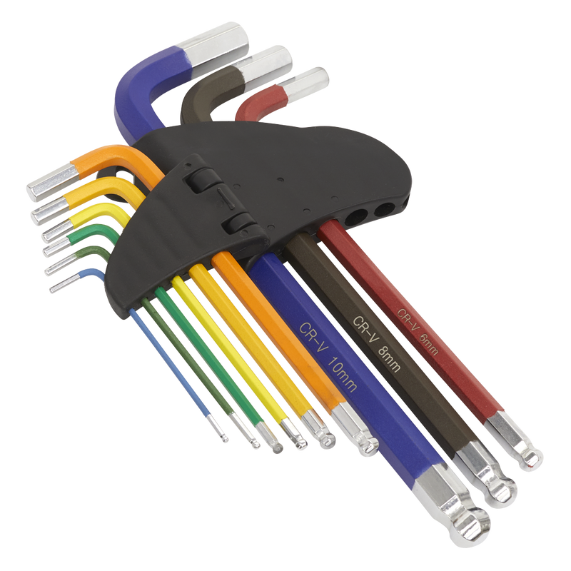 Sealey Twin Pack Long Ball-End Allen Hex Key & Torx Trx Star Multi-coloured Set Sealey  - Dynamic Drive