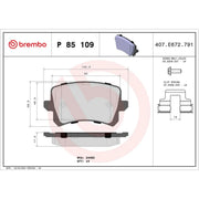 Brembo 4 x Rear Brake Pad Set fits Audi Q3 2011-2018 1.4 2.0 2.5
