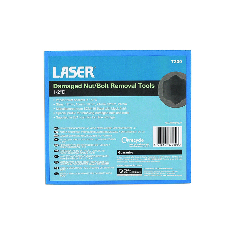 Laser Damaged Nut/Bolt Remover Tools 1/2"D 6pc 7200 Laser - Dynamic Drive