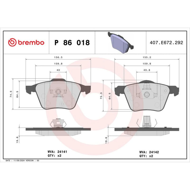 Brembo Front & Rear Pads fits Volvo XC90 I 2002-2014 2.5 3.2