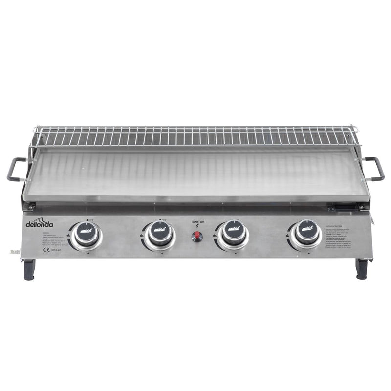 Dellonda 4 Burner Stainless Steel Portable Gas Plancha with Warming Rack 10kW Dellonda - Dynamic Drive