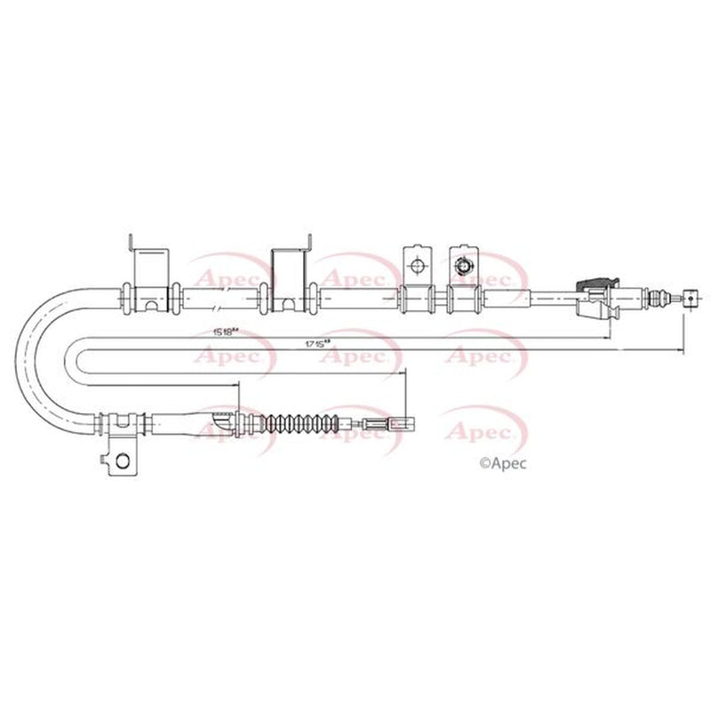 Apec Handbrake Cable Left Rear fits Hyundai I30 2007-2012 1.4 1.6 2.0