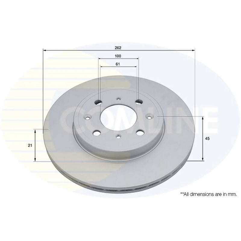 Comline 2 x Internally Vented Brake Discs fits Honda Jazz V 2020 on 1.5