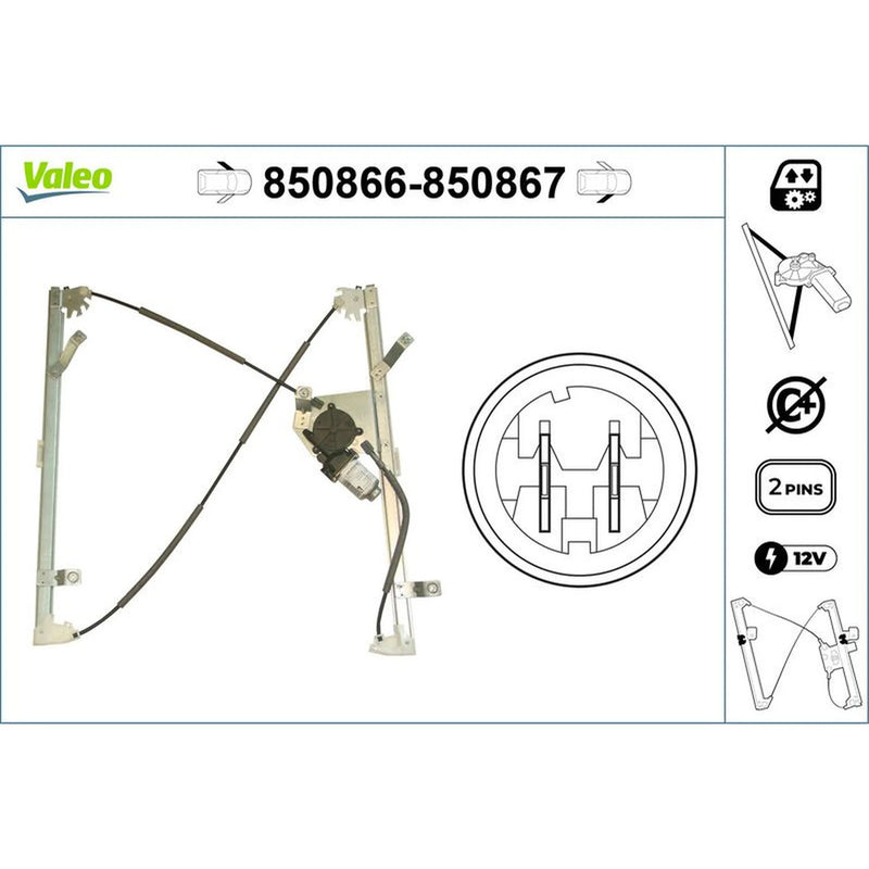 Valeo Electric Window Regulator Lifter Left Fr 850866