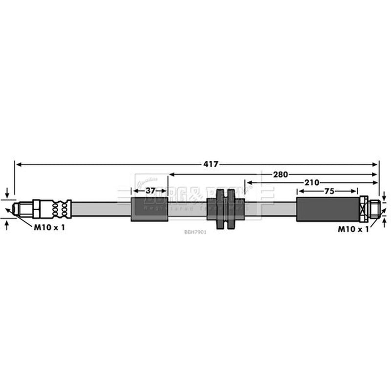 Borg & Beck Brake Hydraulic Hose Line Rear Right BBH7901