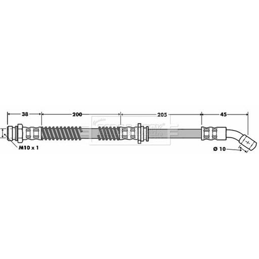 Borg & Beck Brake Hydraulic Hose Line Front Right BBH7458