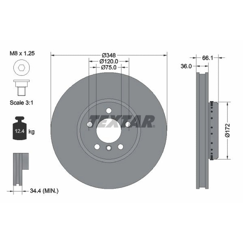 Textar 2 x Front Two-Piece Brake Disc Brake Discs 92253725