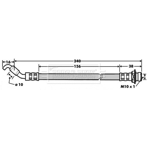 Borg & Beck Brake Hydraulic Hose Line Rear Right BBH7528