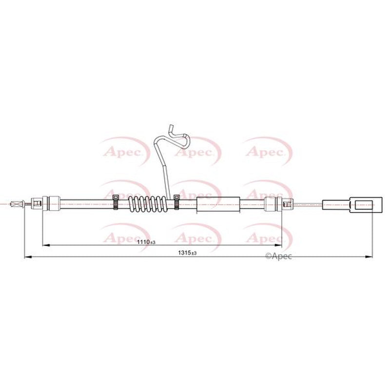 Apec Handbrake Cable Right Rear fits Ford Transit Platform 2006-2014 2.2 2.4 3.2