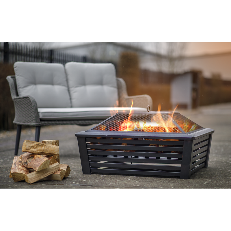 Dellonda 35" Square Outdoor Fire Pit Black Dellonda  - Dynamic Drive
