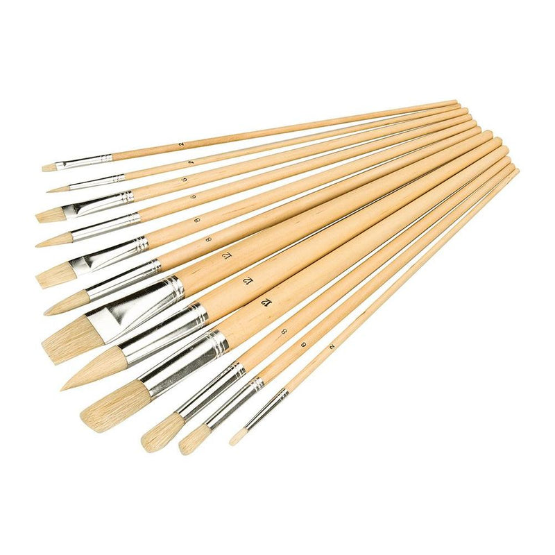 Silverline Artists Paint Brush Set 12pce Mixed Tips Silverline - Dynamic Drive