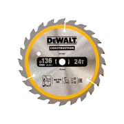 Dewalt Power Tools Cordless Construction Trim Saw Blade 136 x 10mm x 24T DeWALT Power Tools - Dynamic Drive