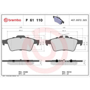 Brembo 4 x Rear Brake Pad Set fits Peugeot 508 I 2010-2018 1.6 2.0 2.2