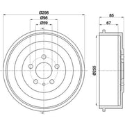 Mintex Brake Drum Assembly Rear fits Citroën Dispatch I 1995-2006 1.6 1.9 2.0
