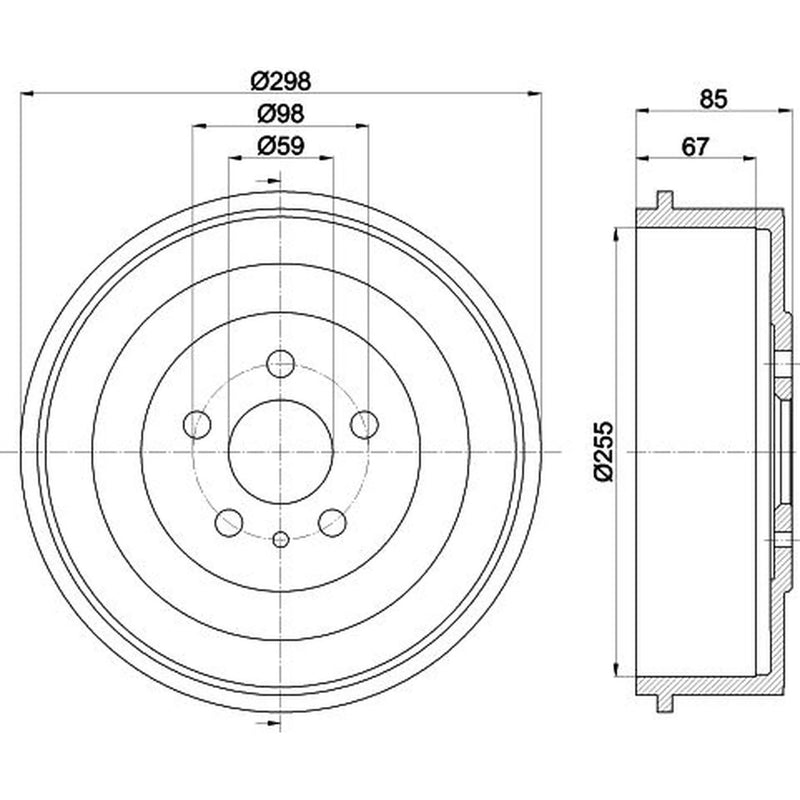 Mintex Brake Drum Assembly Rear fits Citroën Dispatch I 1995-2006 1.6 1.9 2.0