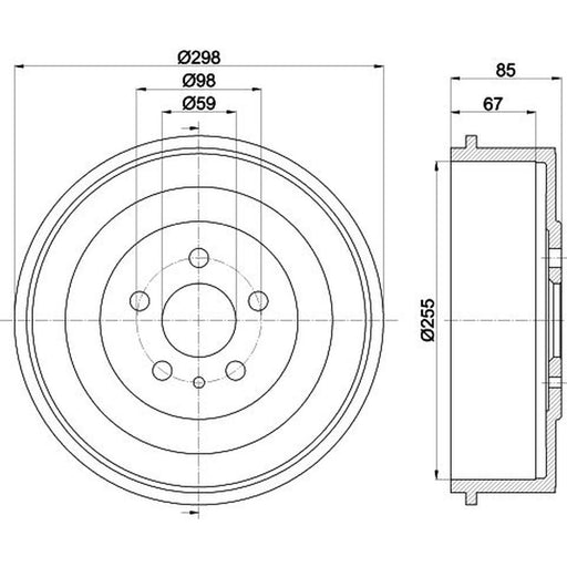 Mintex Brake Drum Assembly Rear fits Citroën Dispatch I 1995-2006 1.6 1.9 2.0