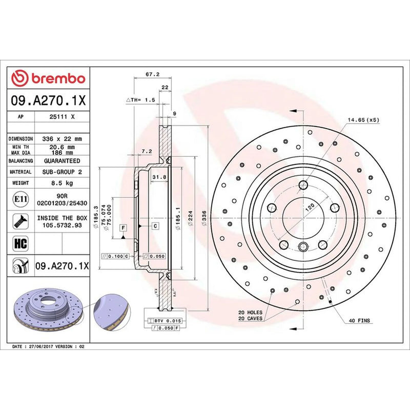 Brembo Xtra Rear Brake Perforated/Vented Discs & Pads fits BMW 3 2004-2012