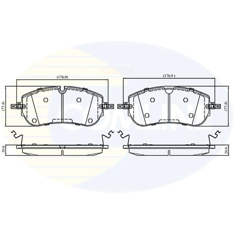 Comline 4 x Front Brake Pad Set fits Jaguar E-Pace 2020 on 1.5 2.0