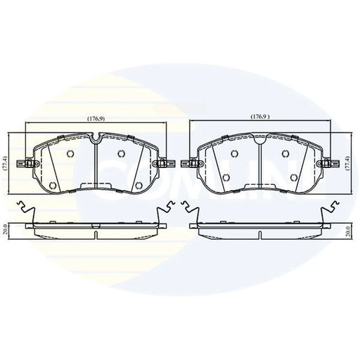 Comline 4 x Front Brake Pad Set fits Jaguar E-Pace 2020 on 1.5 2.0