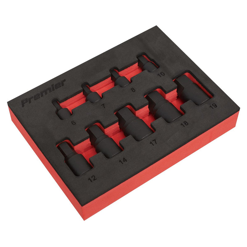 Premier Low Profile Impact Hex Socket Bit Set 1/4" & 3/8" Sq Drive 9pc Sealey Premier - Dynamic Drive