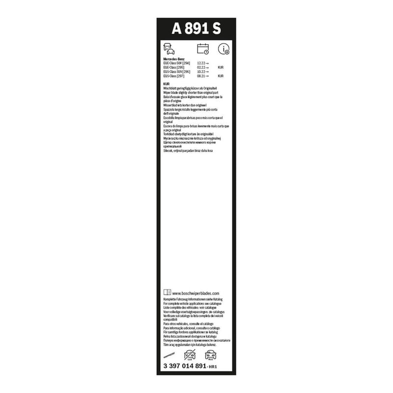 Bosch Aerotwin Wiper Blade Set 650mm + 500mm — A891S fits Mercedes-Benz Eqe