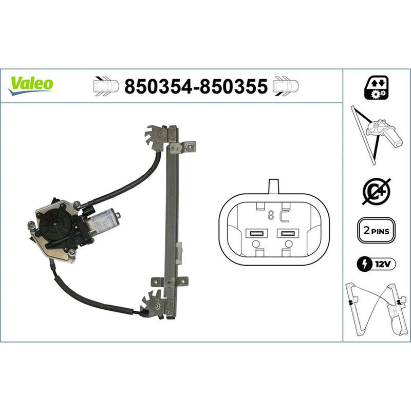 Valeo Electric Window Regulator Lifter Right Rear 850355