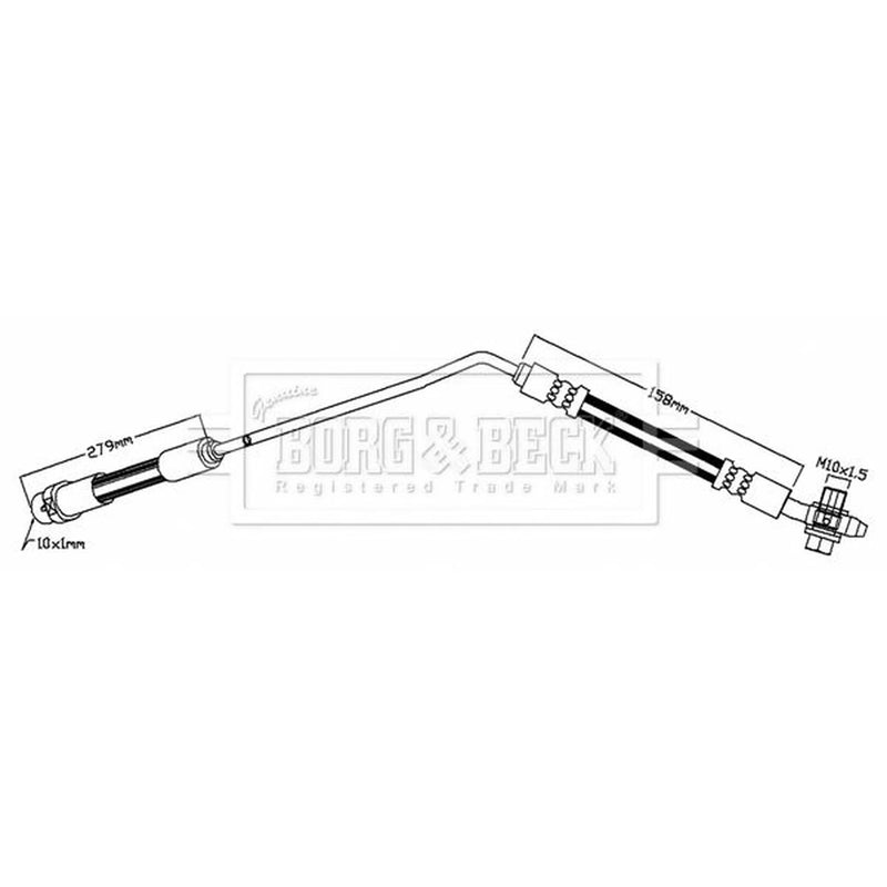 Borg & Beck Brake Hydraulic Hose Line Rear Right BBH6926