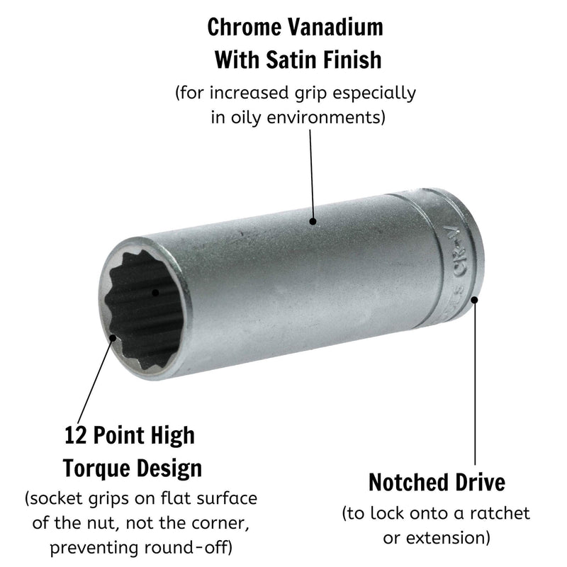 Teng Tools 1/2" Deep Socket 12 pt Metric 11mm Teng Tools - Dynamic Drive