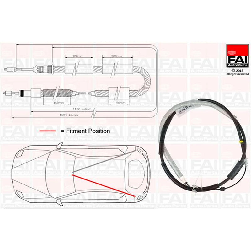 FAI Handbrake Cable Left Rear fits Peugeot 306 1993-2002 1.1 1.4 1.6 1.8 1.9 2.0