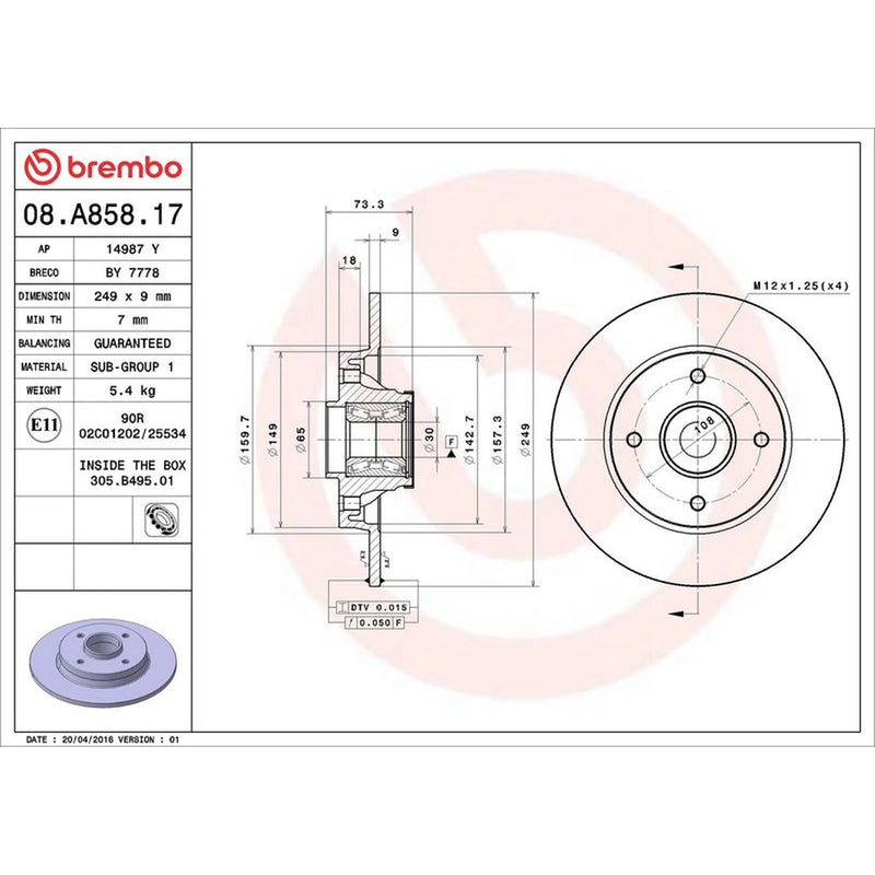 Brembo Front & Rear Brake Discs & Pads fits Citroën DS4 2014-2015 1.2