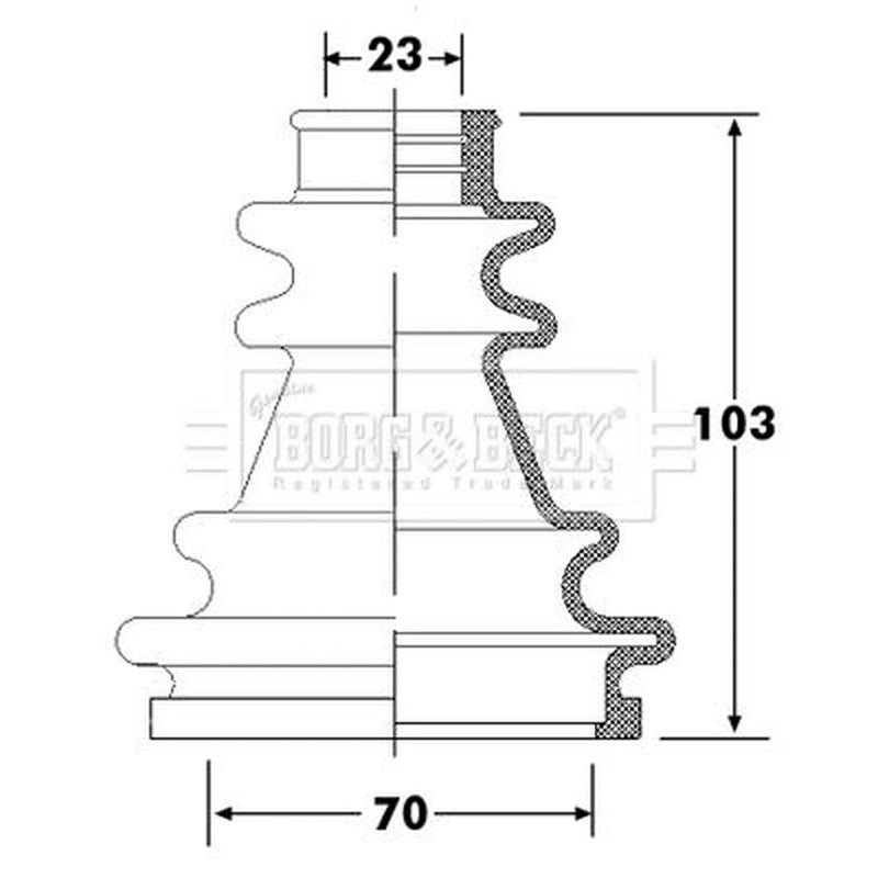 Borg & Beck Drive Shaft Bellow Kit transmission sided BCB6304
