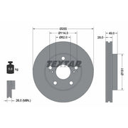 Textar 2 x Internally Vented Brake Discs 92077600