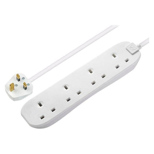Masterplug Extension Lead 240V 4-Gang 13A White 2m Masterplug - NN4 Online