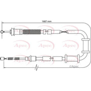 Apec Handbrake Cable Right Rear fits Fiat Grande Punto 2005-2015 1.3 1.4