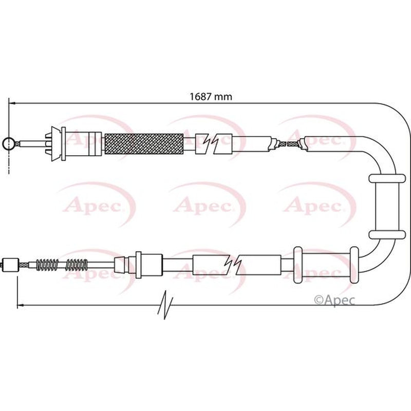 Apec Handbrake Cable Right Rear fits Fiat Grande Punto 2005-2015 1.3 1.4