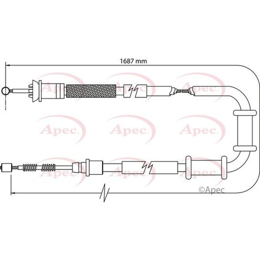 Apec Handbrake Cable Right Rear fits Fiat Grande Punto 2005-2015 1.3 1.4