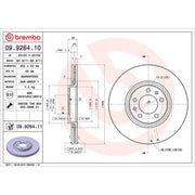 Brembo 2 x Internally Vented Brake Discs fits Citroën C6 2005-2012 2.2 2.7 3.0