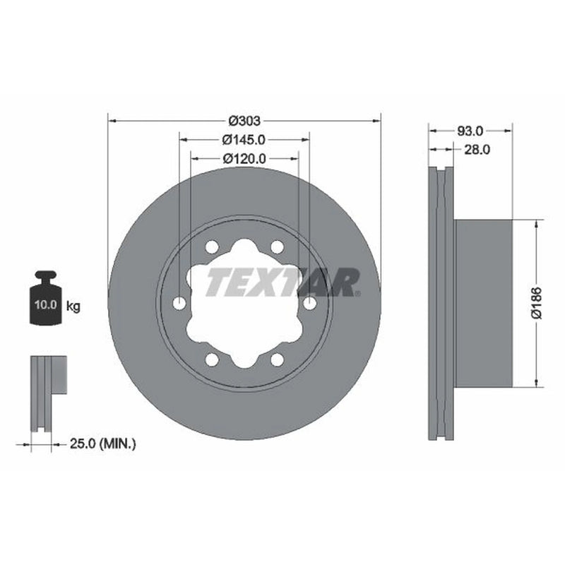 Textar 2 x Vented Rear Brake Discs 93143403-x2