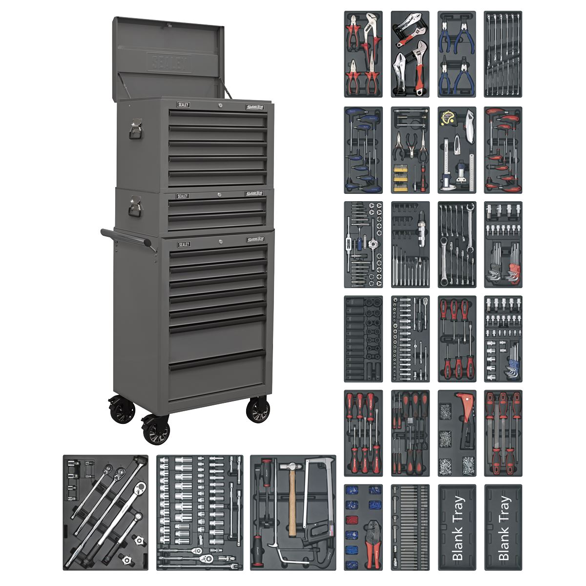 Superline PRO Tool Chest Combination 14 Drawer with 1179pc Tool Kit ...
